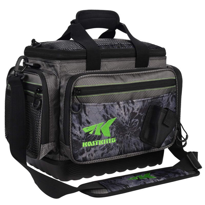 Kastking Fishing Tackle Bags - Durable Polyester Material, Water Resistant, Zipper Closure, 6 Zippered Pockets for Organization, Padded Handle and Shoulder Strap