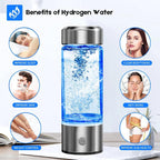 Hydrogen Water Bottle - Portable Hydrogen Water Ionizer Machine for Home Travel, Silver Glass, Rechargeable Hydrogen Rich Water Drinkware Pour Reusable Stainless Steel Modern