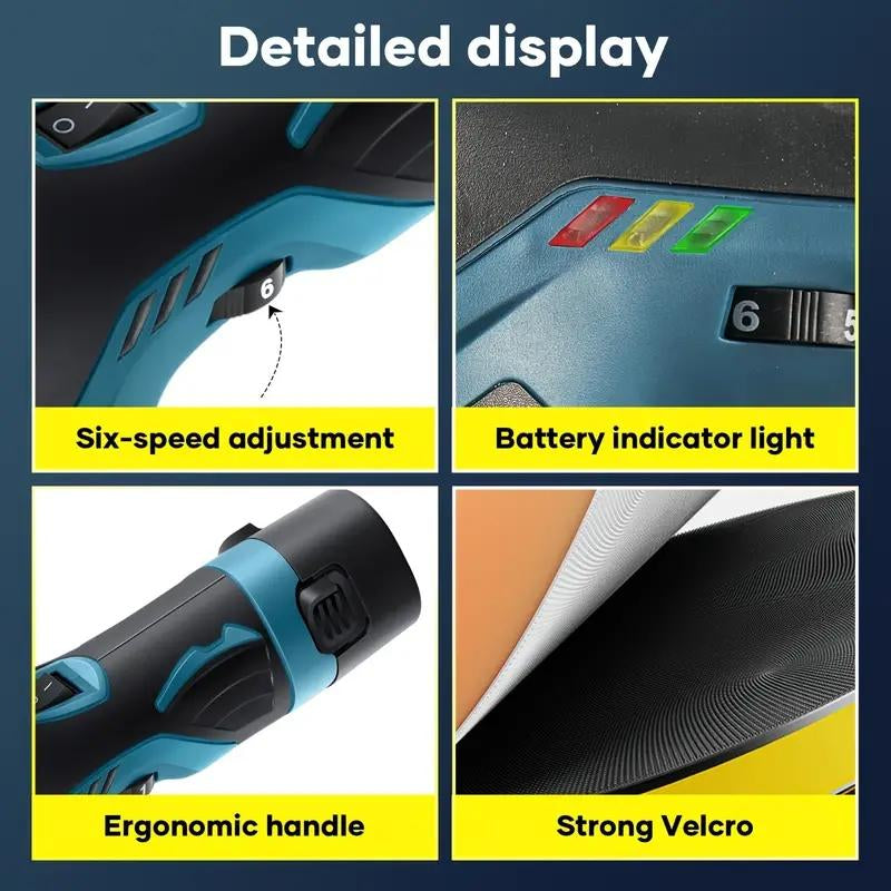 Cordless Car Buffer Polisher with 12V Lithium Rechargeable Battery*2, Cordless Polisher with 8 Variable Speeds, Cordless Buffer Polisher for Car Detailing, Polishing Tools, Polishing Accessories for Men