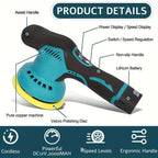 Cordless Car Buffer Polisher with 12V Lithium Rechargeable Battery*2, Cordless Polisher with 8 Variable Speeds, Cordless Buffer Polisher for Car Detailing, Polishing Tools, Polishing Accessories for Men