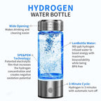 Hydrogen Water Bottle - Portable Hydrogen Water Ionizer Machine for Home Travel, Silver Glass, Rechargeable Hydrogen Rich Water Drinkware Pour Reusable Stainless Steel Modern