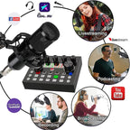 V8S Podcast Equipment Bundle, Live Sound Card and BM800 Microphone Condenser ,Recording, Broadcasting, Live Streaming, Youtube,Tiktok