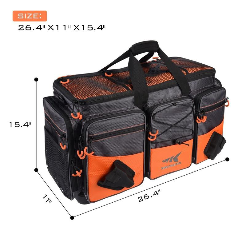 Kastking Fishing Tackle Bags - Durable Polyester Material, Water Resistant, Zipper Closure, 6 Zippered Pockets for Organization, Padded Handle and Shoulder Strap