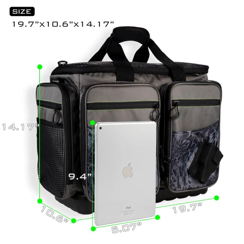 Kastking Fishing Tackle Bags - Durable Polyester Material, Water Resistant, Zipper Closure, 6 Zippered Pockets for Organization, Padded Handle and Shoulder Strap