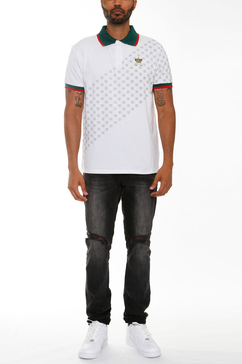 Italian Print Collared Polo Shirt