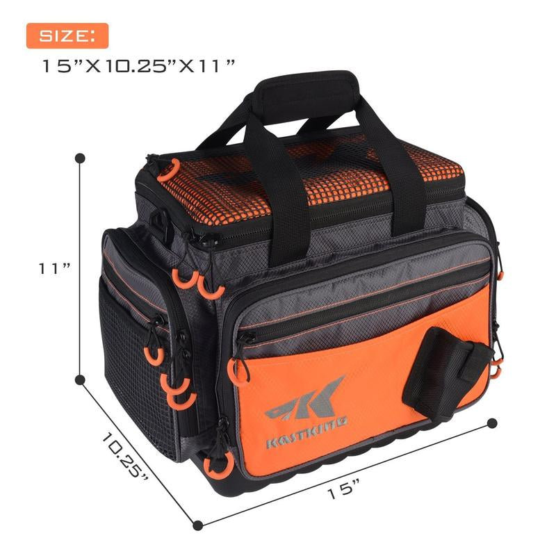 Kastking Fishing Tackle Bags - Durable Polyester Material, Water Resistant, Zipper Closure, 6 Zippered Pockets for Organization, Padded Handle and Shoulder Strap