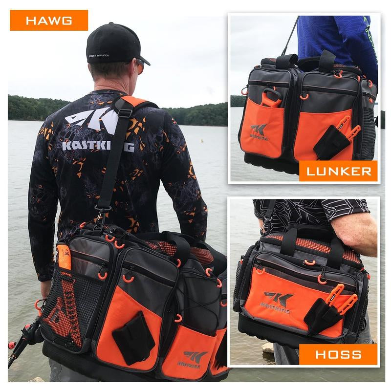 Kastking Fishing Tackle Bags - Durable Polyester Material, Water Resistant, Zipper Closure, 6 Zippered Pockets for Organization, Padded Handle and Shoulder Strap