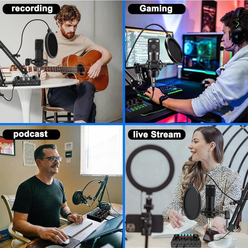 V8S Podcast Equipment Bundle, Live Sound Card and BM800 Microphone Condenser ,Recording, Broadcasting, Live Streaming, Youtube,Tiktok